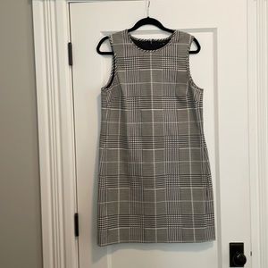 Theory Adraya Plaid Jacquard Mini Shift Dress in Black & White - Size 12